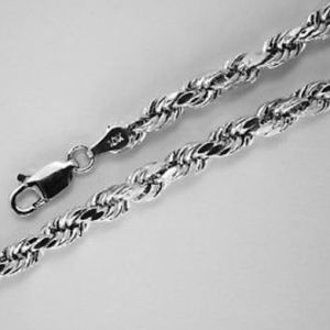 REAL White Gold Rope Chain 4MM THICK 28" NEW